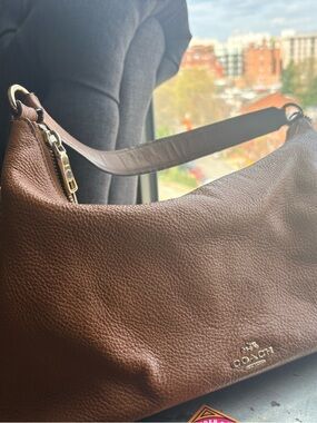 Coach Chocolate Brown Pebbled Leather Hobo with Gold Hardware